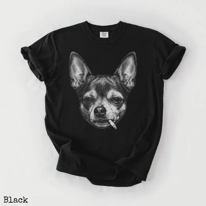 Smoking Chihuahua Shirt, Vintage Grunge Dog Graphic Tee, Funny Dog Face Shirt