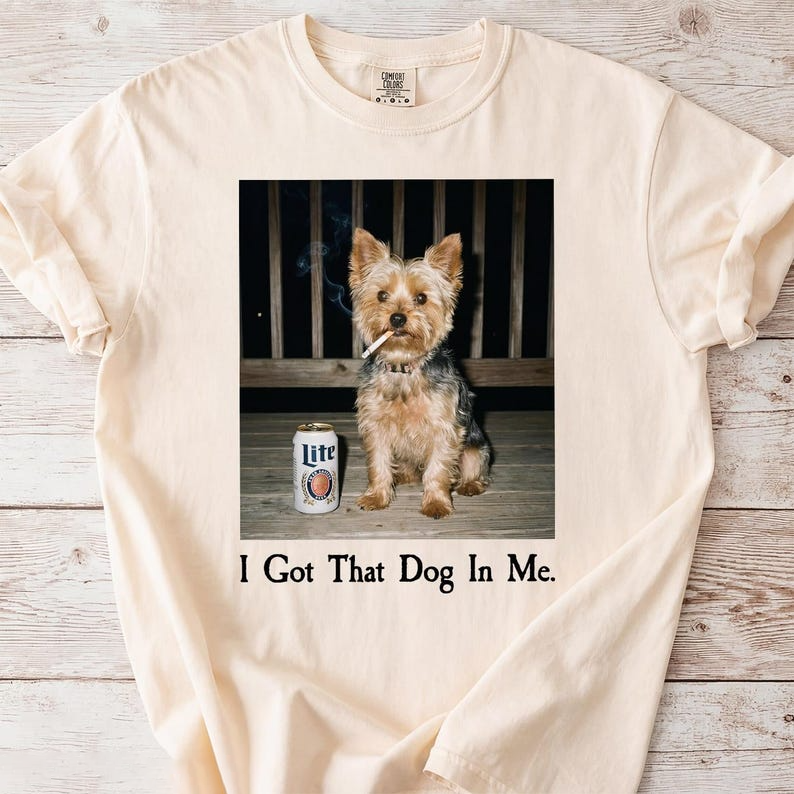 Custom Pet Photo Shirt, Personalized I Got That Dog In Me, Ironic Dog Smoking Shirt, Vintage Graphic T-Shirt, Sarcastic Dog Dad Gift