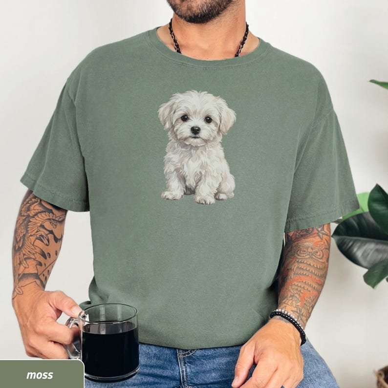 Maltese Puppy Comfort Colors® Shirt | National Puppy Day Breed Tee, Watercolor Style | Gift for Dog Mom Dad, Vet Tech