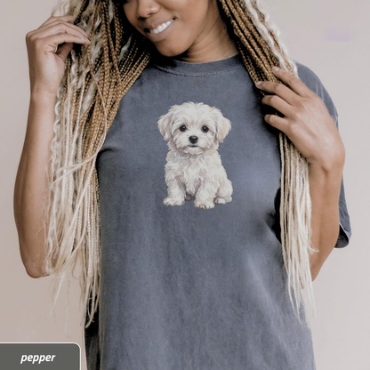 Maltese Puppy Comfort Colors® Shirt | National Puppy Day Breed Tee, Watercolor Style | Gift for Dog Mom Dad, Vet Tech
