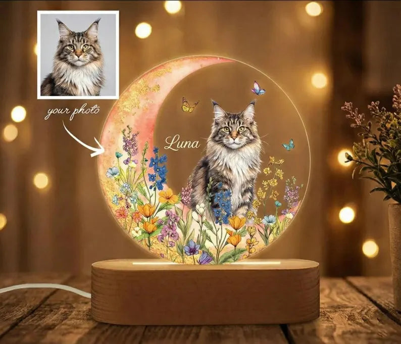 Pet Memorial Plaque,Pet LED Night Light,Custom Photo Pet Lover Night Light,Dog Keepsake Sign,Pet Loss Light Up Sign