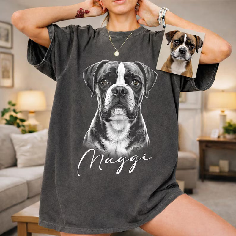 Custom Boxer Photo Shirt, Boxer Dog Mom & Dog Dad Gift, Personalized Boxer Photo Print Sweatshirt, Unique Pet Lover Gift
