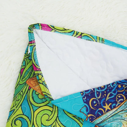 Cat Face Art Quilted Tote Bag - Colorful Tabby Cat Shoulder Bag - Gift For Cat Moms & Animal Lovers