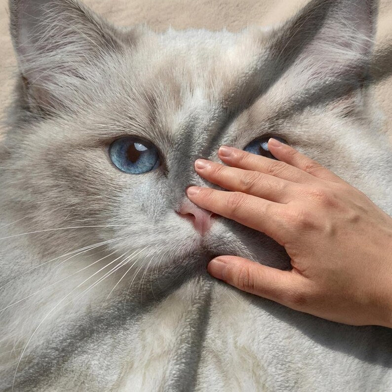 Custom Pet Blanket with Photo,Personalized Dog Cat Blanket, Realistic or Oil Painting Style,Soft Flannel Fleece Blanket, Pet Memorial Gift