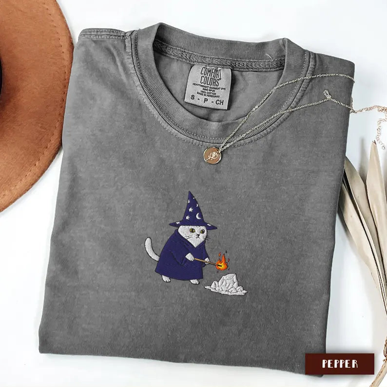 Embroidered Anti ICE Cat Shirt, Abolish ICE Pro Immigration Comfort Colors® Retro Funny Tshirt, Anti Fascism Anti ICE Chinga La Migra Gift