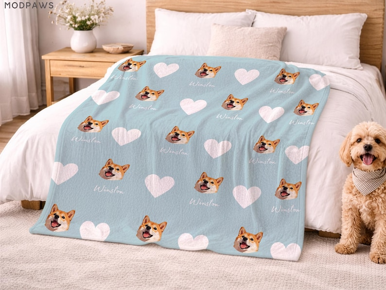 Custom Pet Blanket Using Pet Photo + Name Custom Dog Blanket Personalized Dog Blankets Cat Picture Blanket Pet Photo Blanket Dog Dad Gift