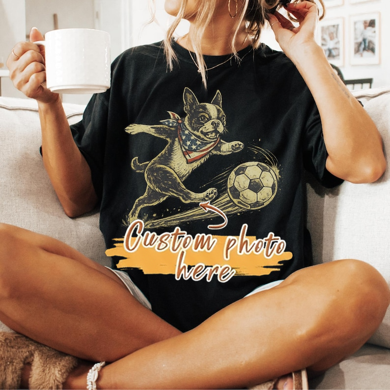 Boston Soccer Fan T-Shirt, Patriotic Dog, Boston Terrier