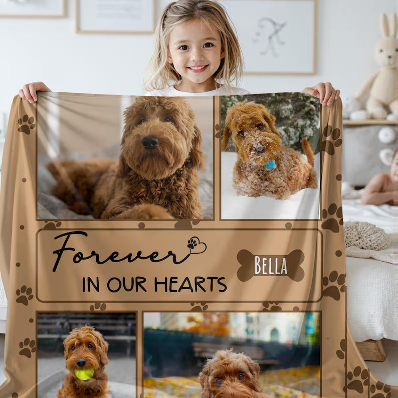 Personalized Dog Memorial Photo Blanket, Pet Loss Remembrance Gift With Name, Custom Fleece Throw For Dog Lovers, Pet Photo Keepsake Gift