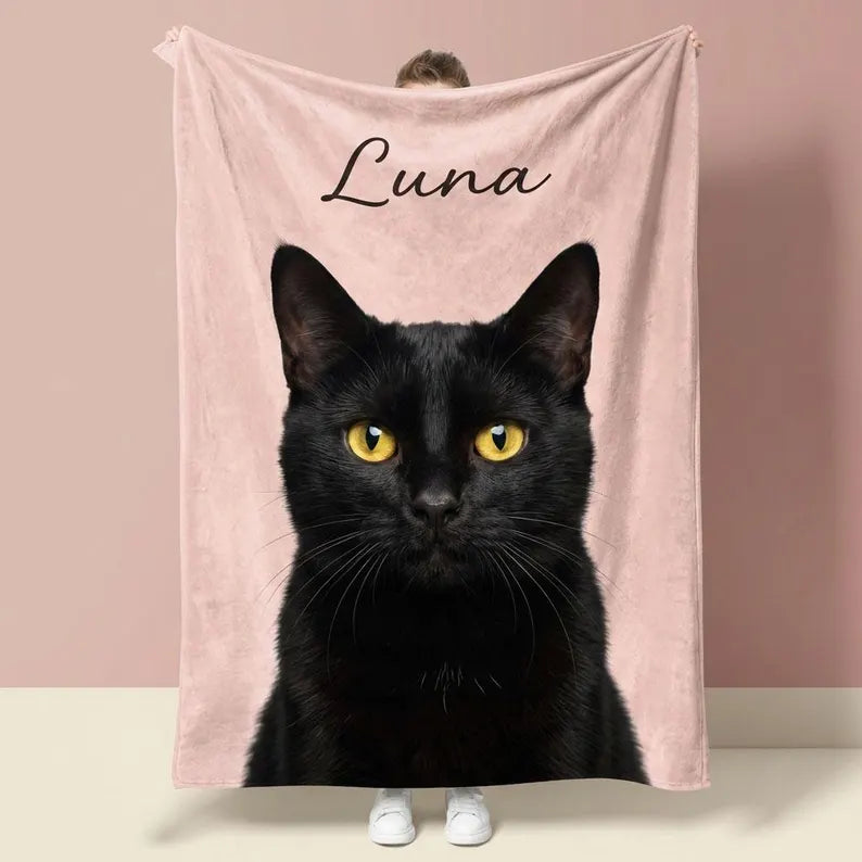 Personalized Pet Photo Blanket, Custom Dog Blanket, Custom Cat Blanket,Soft Flannel Fleece Blanket, Pet Memorial Gift,Gift for Pet Lovers