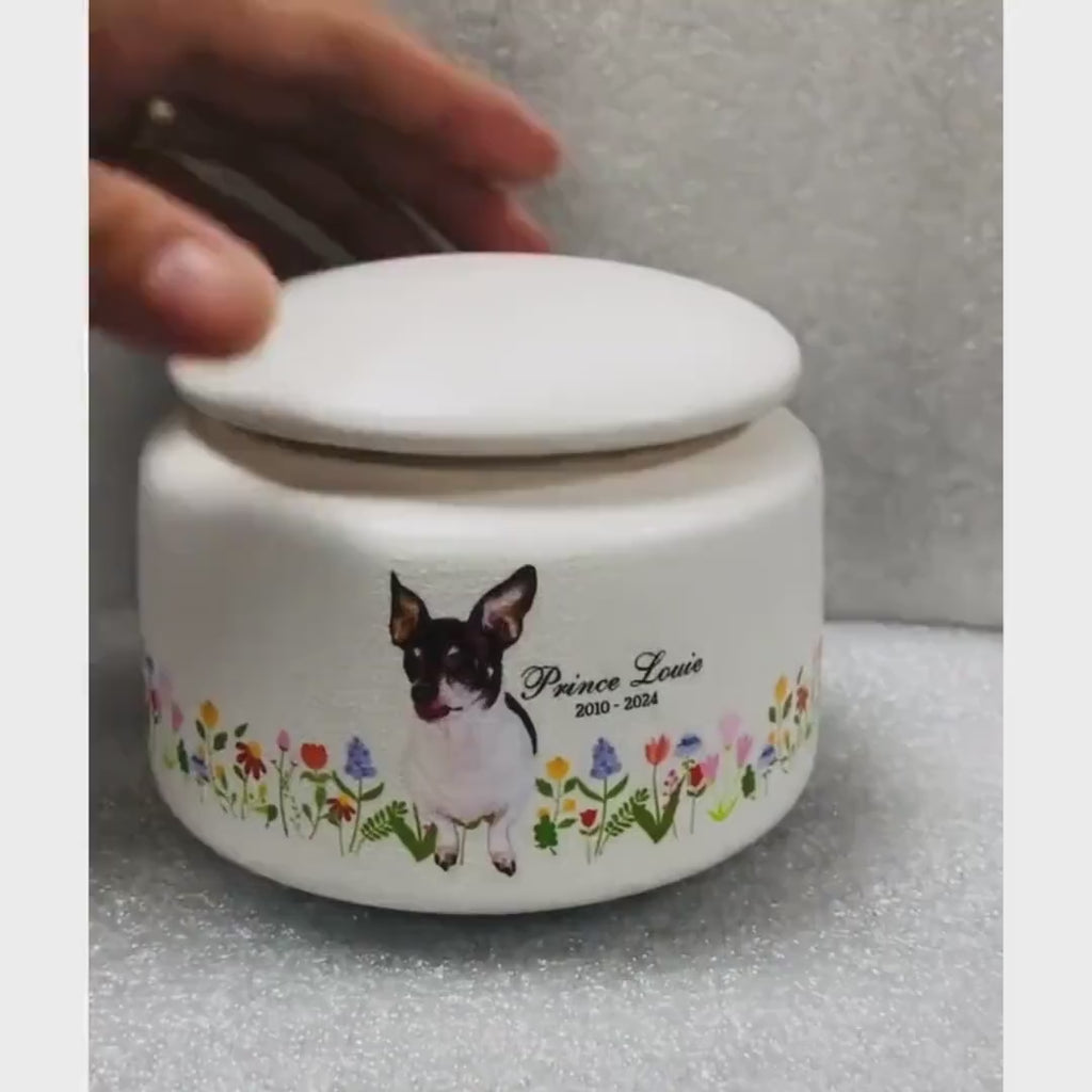 Custom Pet Portrait Ceramic Urn Box for Ashes, Pet Memorial Gifts, Personalized Pet Urn, Loss Of Pet Gifts, Dog Cat Owner Sympathy Gifts