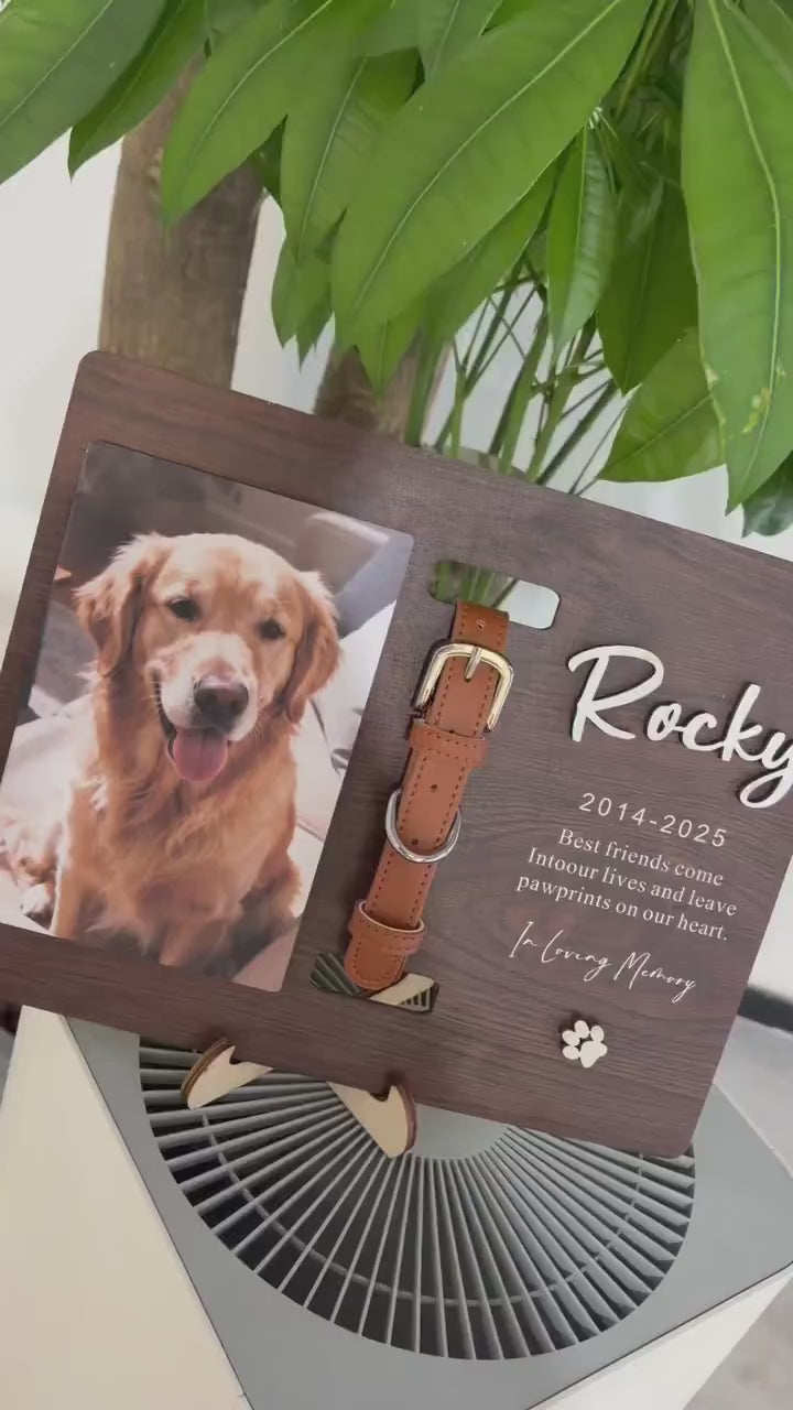 Memorial Pet Collar Sign, Wooden Pet Sign, Dog Memorial Gifts, Custom Dog Memorial Wood Frame With Collar Holder, Pet Sympathy Gift