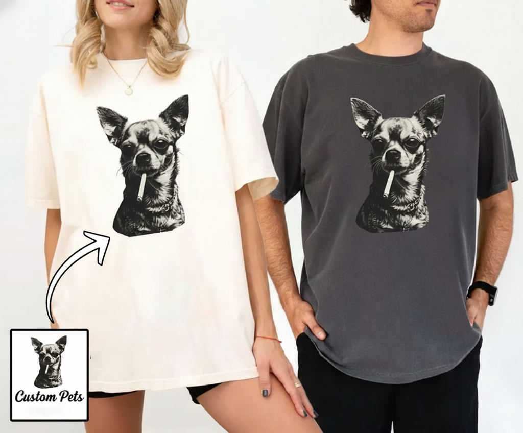 Funny Chihuahua Graphic Tee, Y2K Grunge Dog Shirt, Comfort Colors