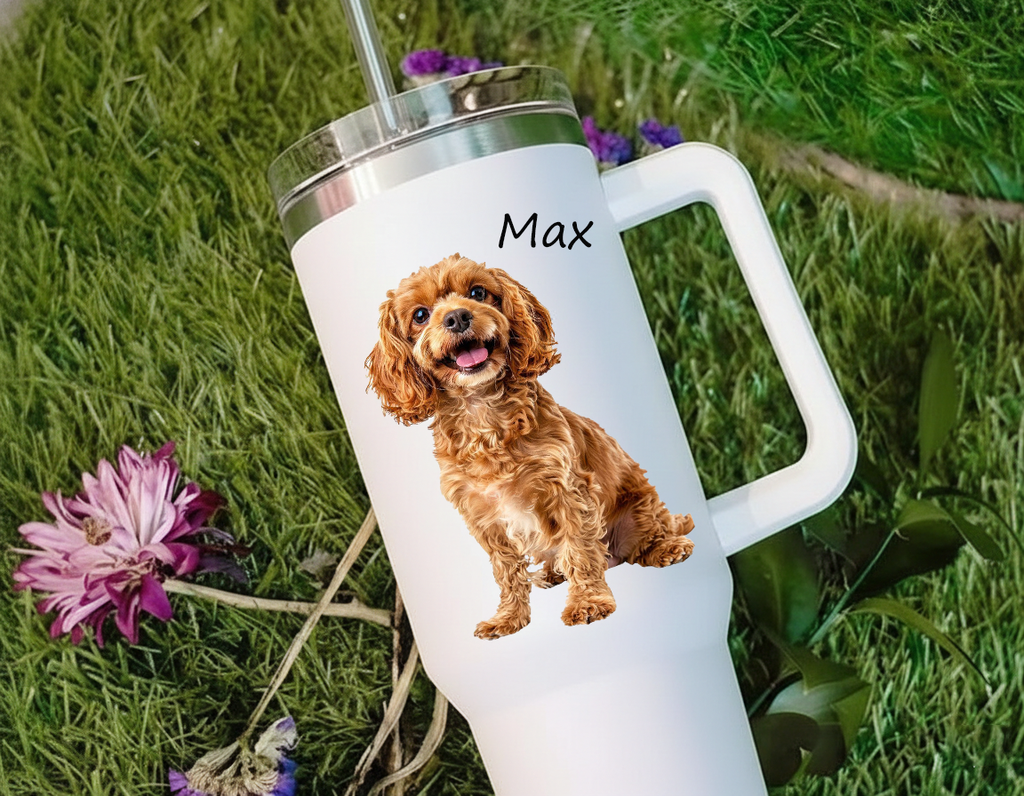 Custom Dog Portrait Tumbler, Custom Dog Photo Tumbler, Gift for Dog Lovers, Personalized Dog Memorial Gift