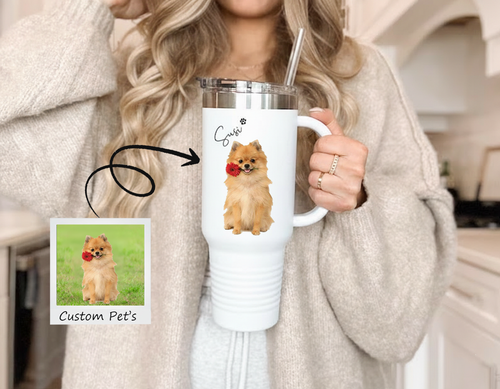 Custom Dog Portrait Tumbler, Custom Dog Photo Tumbler, Personalized Dog Memorial Gift