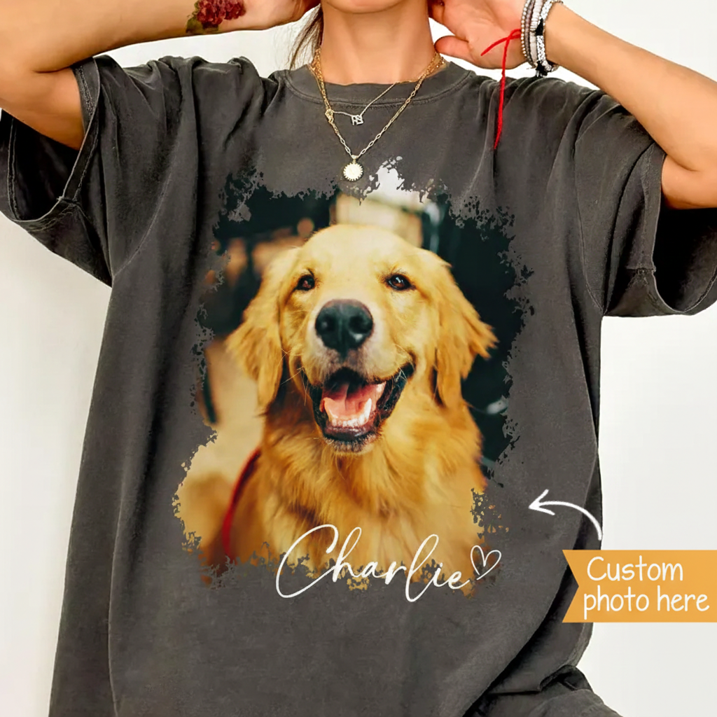 Comfort Colors® Custom Pet Photo Shirt, Personalized Pet Gift for Owners, Custom Dog Photo Shirt, Custom Pet Picture Gifts, Dog Mom Tee